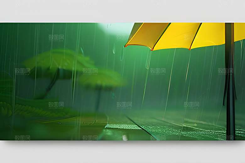 绿叶背景下的雨中情调