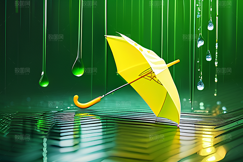 绿叶背景下的雨中情调