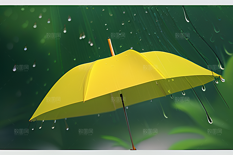 绿叶背景下的雨中情调