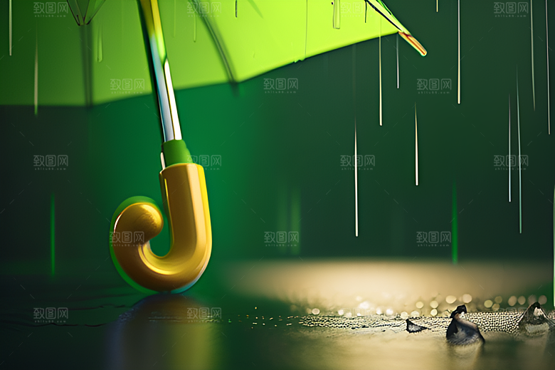 绿叶背景下的雨中情调