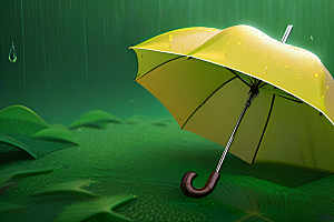 绿叶背景下的雨中情调