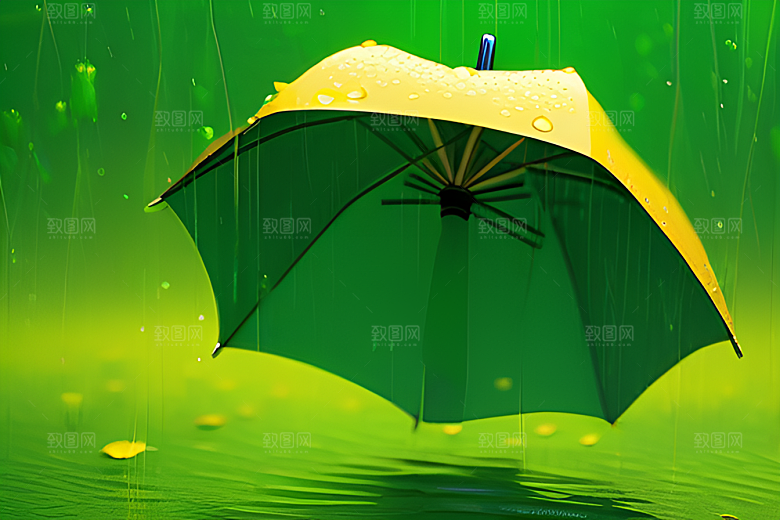绿叶背景下的雨中情调