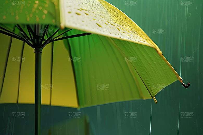 绿叶背景下的雨中情调