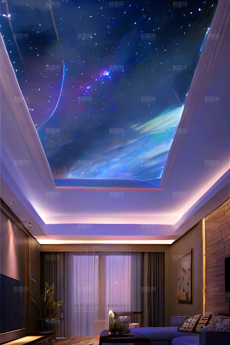 玻璃宫殿上的星空之美