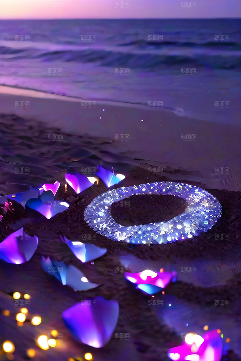 虚幻幻境金色梦幻在夜空中舞动