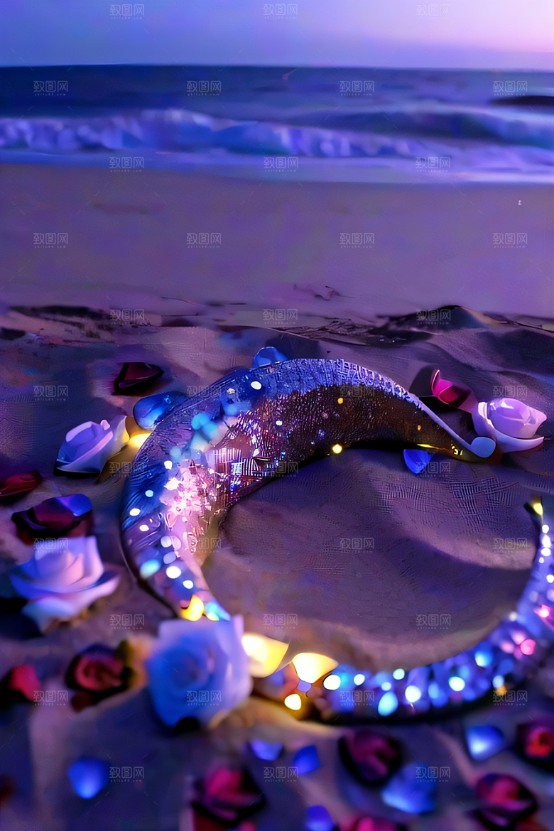 虚幻幻境金色梦幻在夜空中舞动