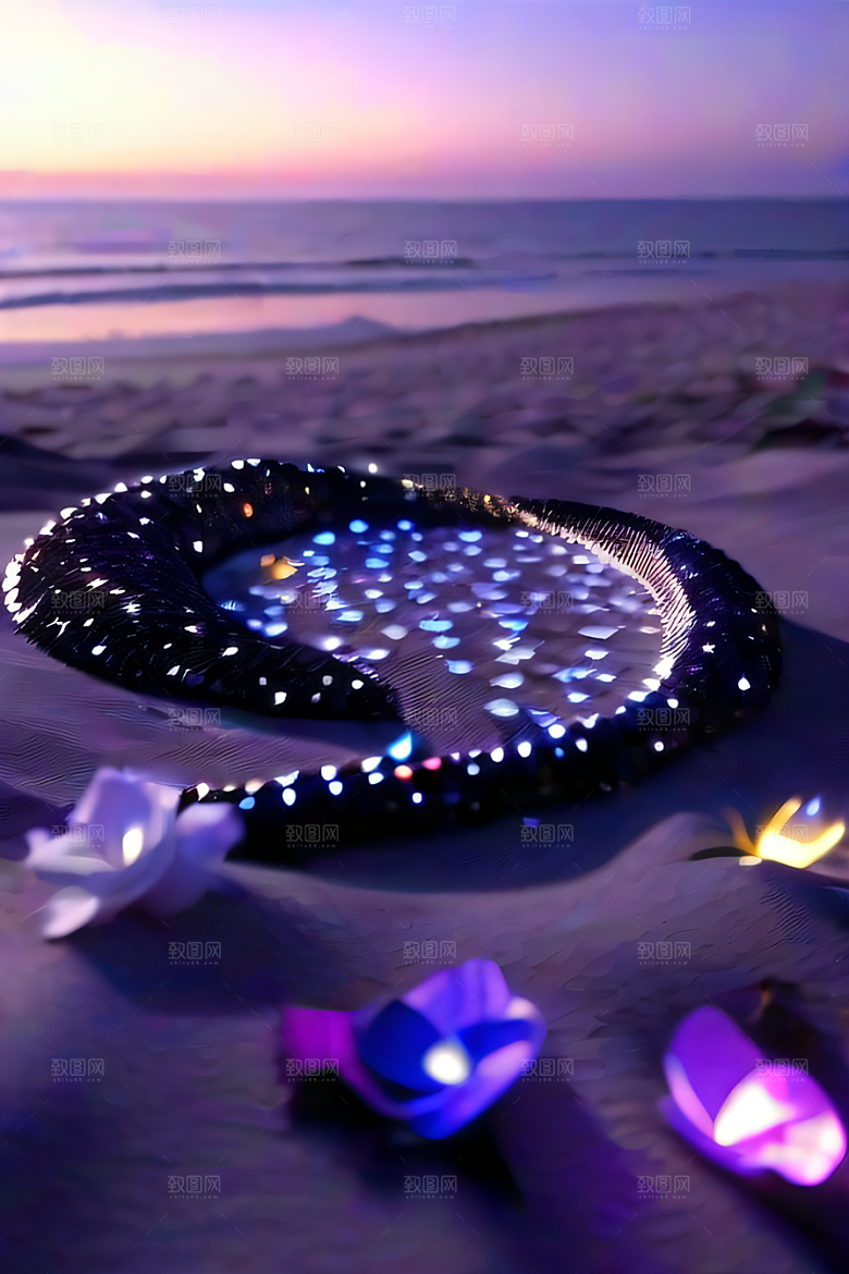 虚幻幻境金色梦幻在夜空中舞动