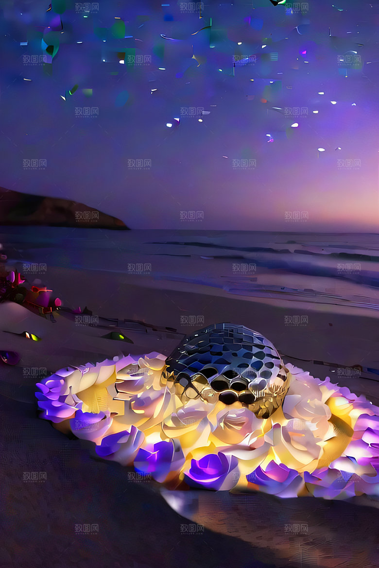 荧光奇观夜晚中闪耀的发光生物世界