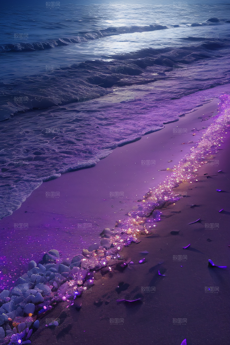 紫色花海紫色玫瑰与鹅卵石的幻境