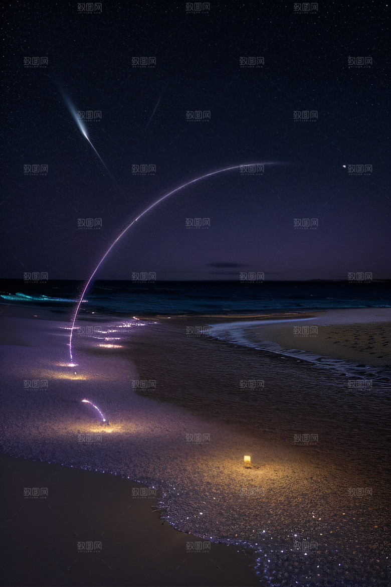 夜空璀璨星光洒满的银色新月
