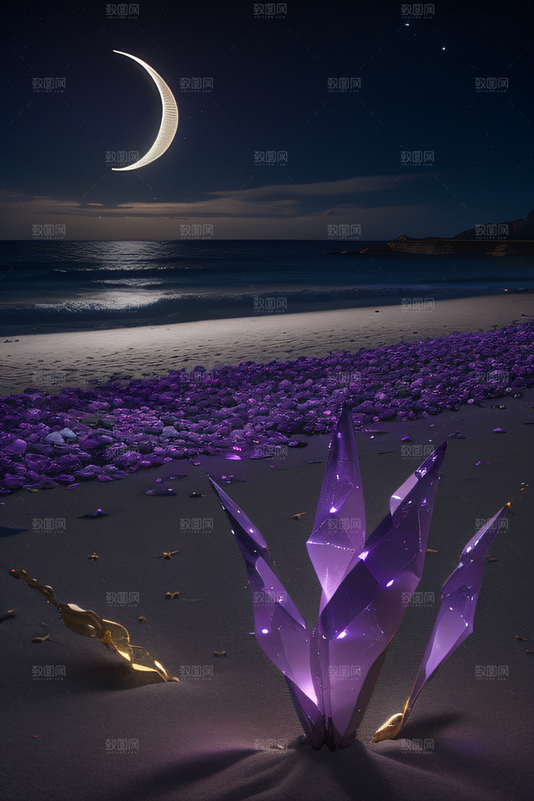荧光奇观夜晚中闪耀的发光生物世界