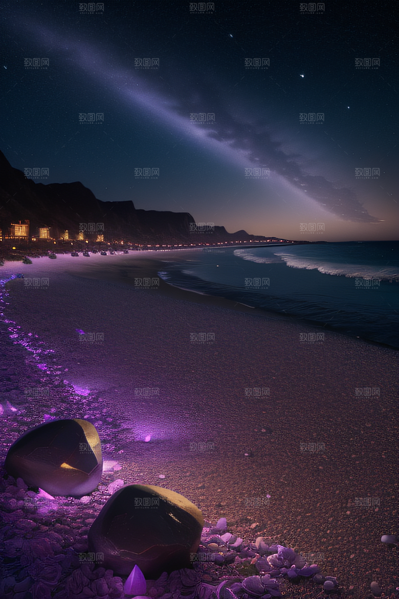 荧光奇观夜晚中闪耀的发光生物世界