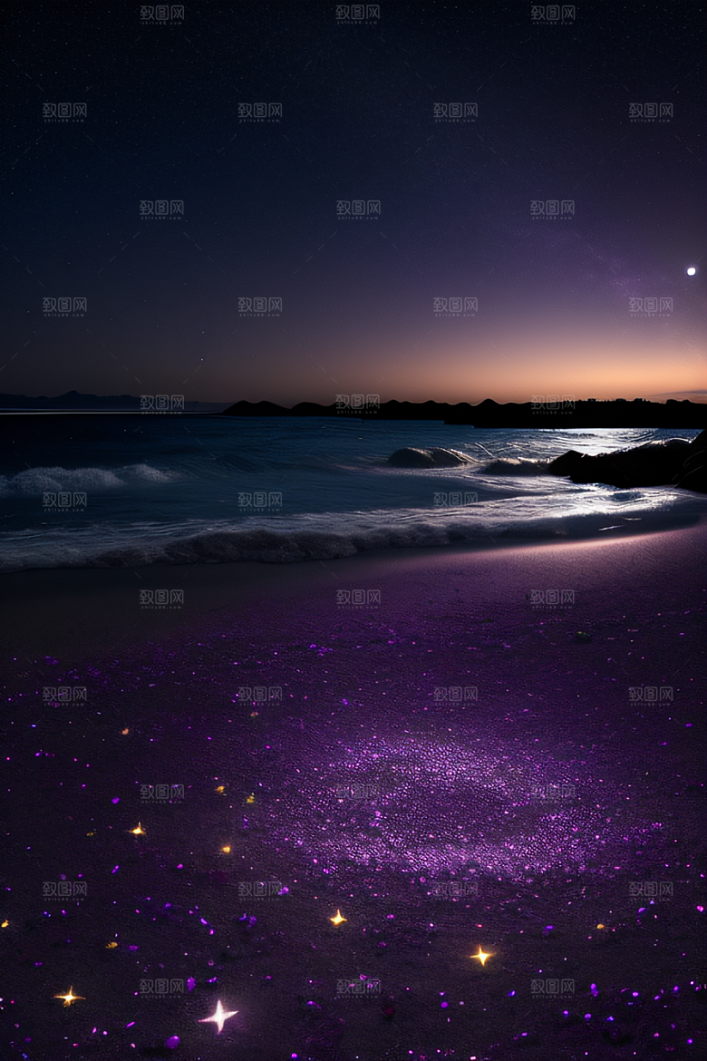 紫色花海紫色玫瑰与鹅卵石的幻境