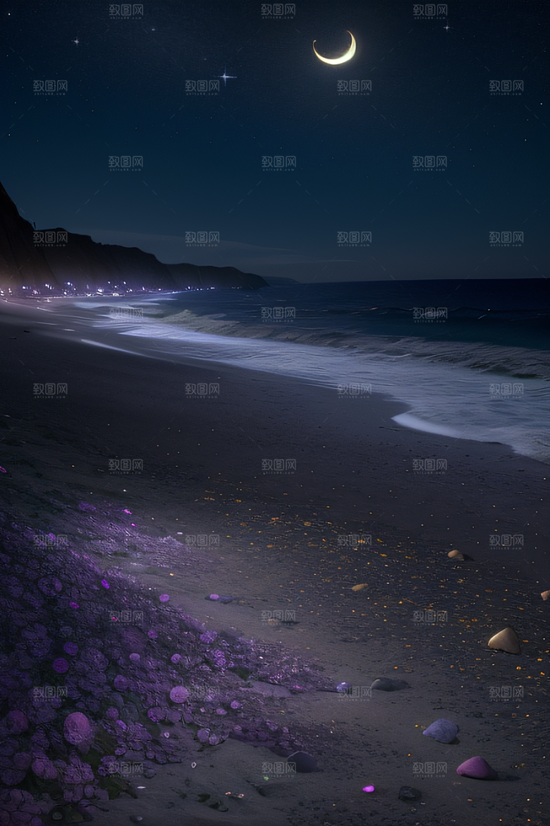 紫色花海紫色玫瑰与鹅卵石的幻境