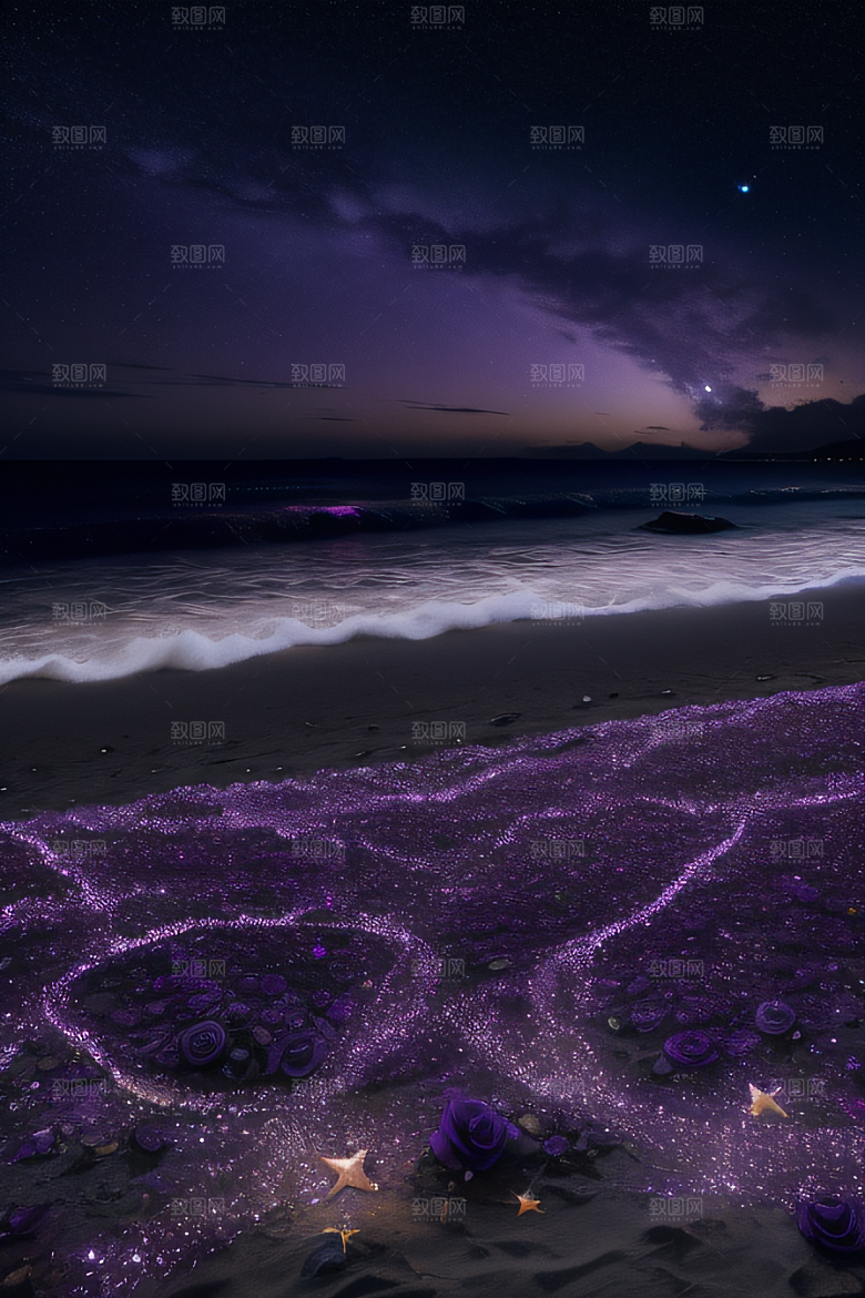 夜空璀璨星光洒满的银色新月