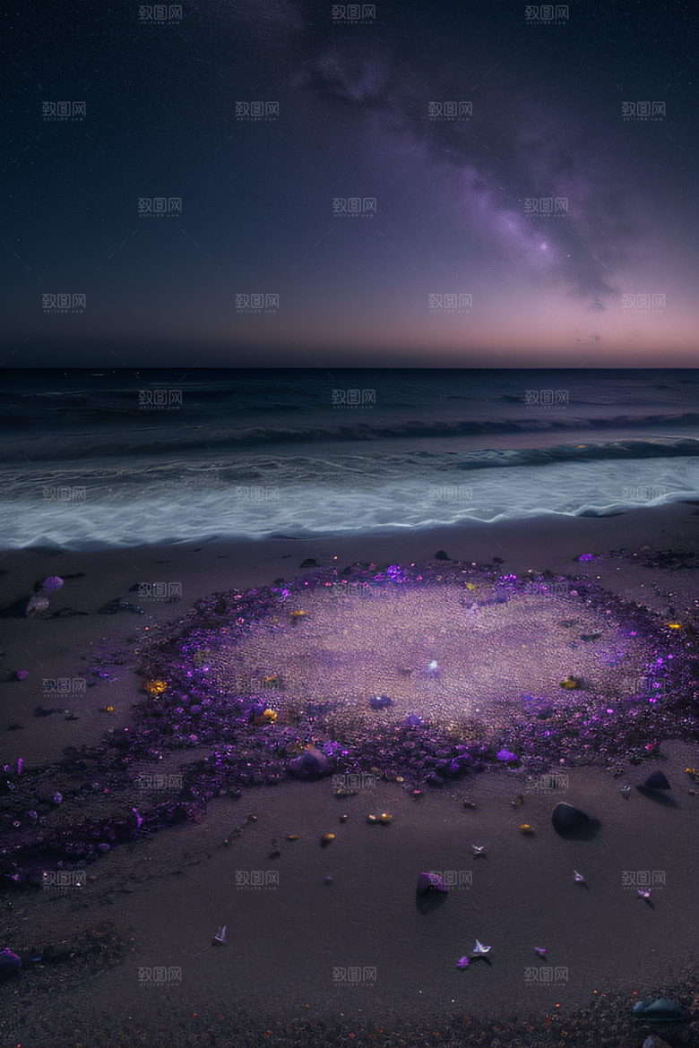 夜空璀璨星光洒满的银色新月