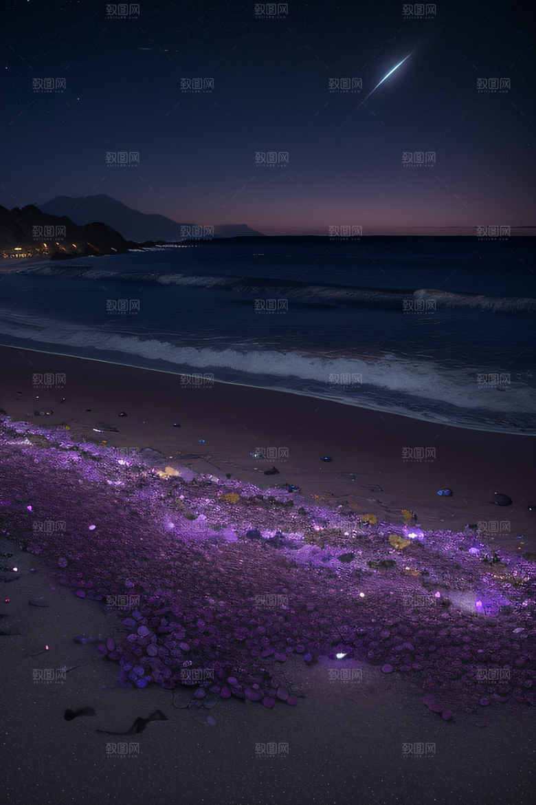 夜空璀璨星光洒满的银色新月