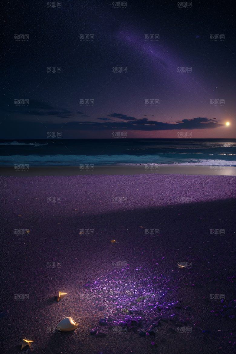 夜空璀璨星光洒满的银色新月