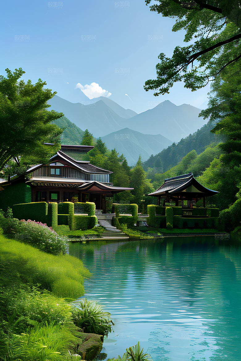 山水之美别墅中的自然画卷