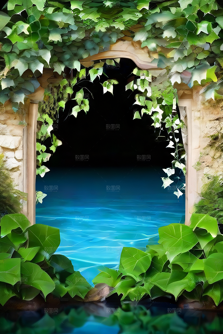 奇幻之洞神秘藤蔓与流水的神奇交错