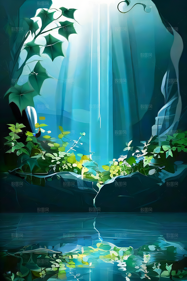 奇幻之洞神秘藤蔓与流水的神奇交错