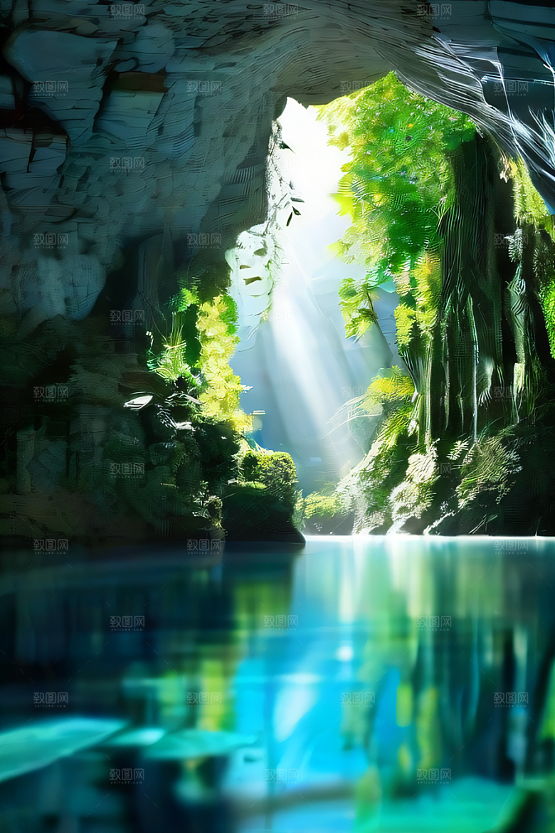 魔幻藤洞常青藤与水景的神秘组合