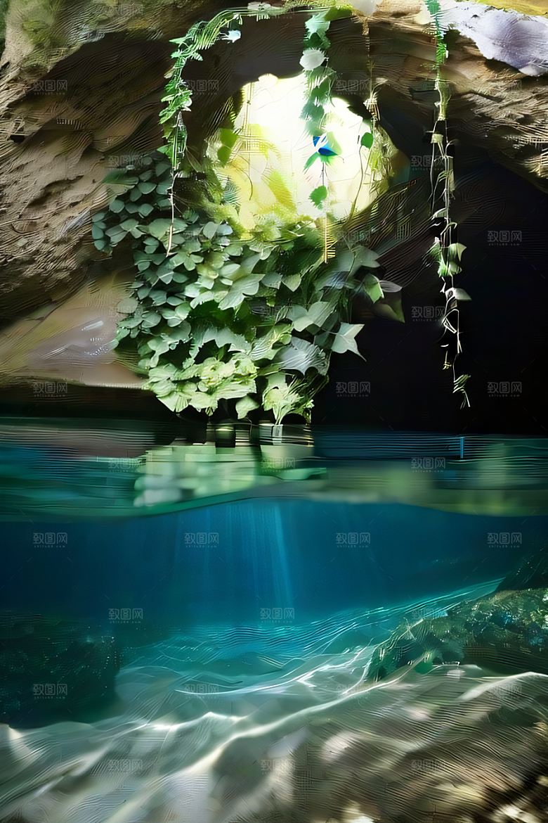 魔幻藤洞常青藤与水景的神秘组合