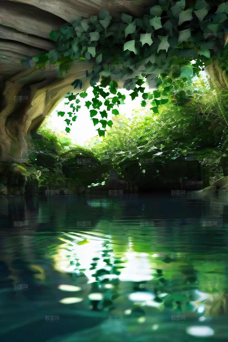 魔幻藤洞常青藤与水景的神秘组合