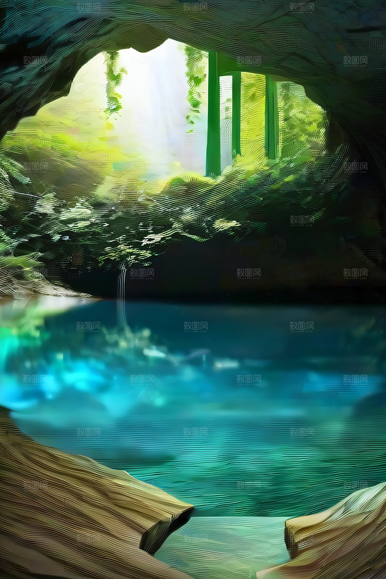 魔幻藤洞常青藤与水景的神秘组合