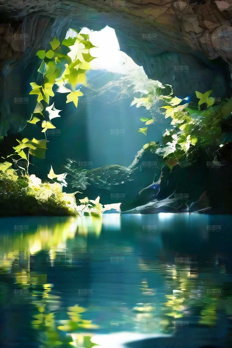魔幻藤洞常青藤与水景的神秘组合