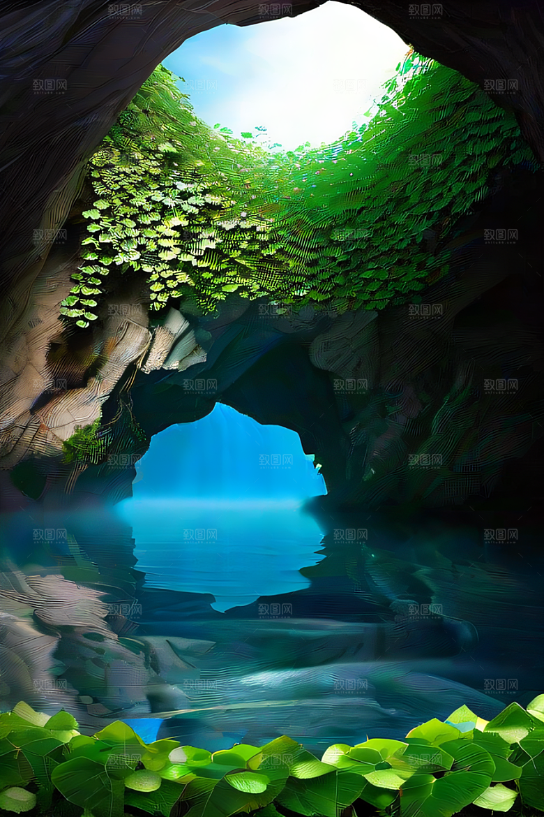魔幻藤洞常青藤与水景的神秘组合