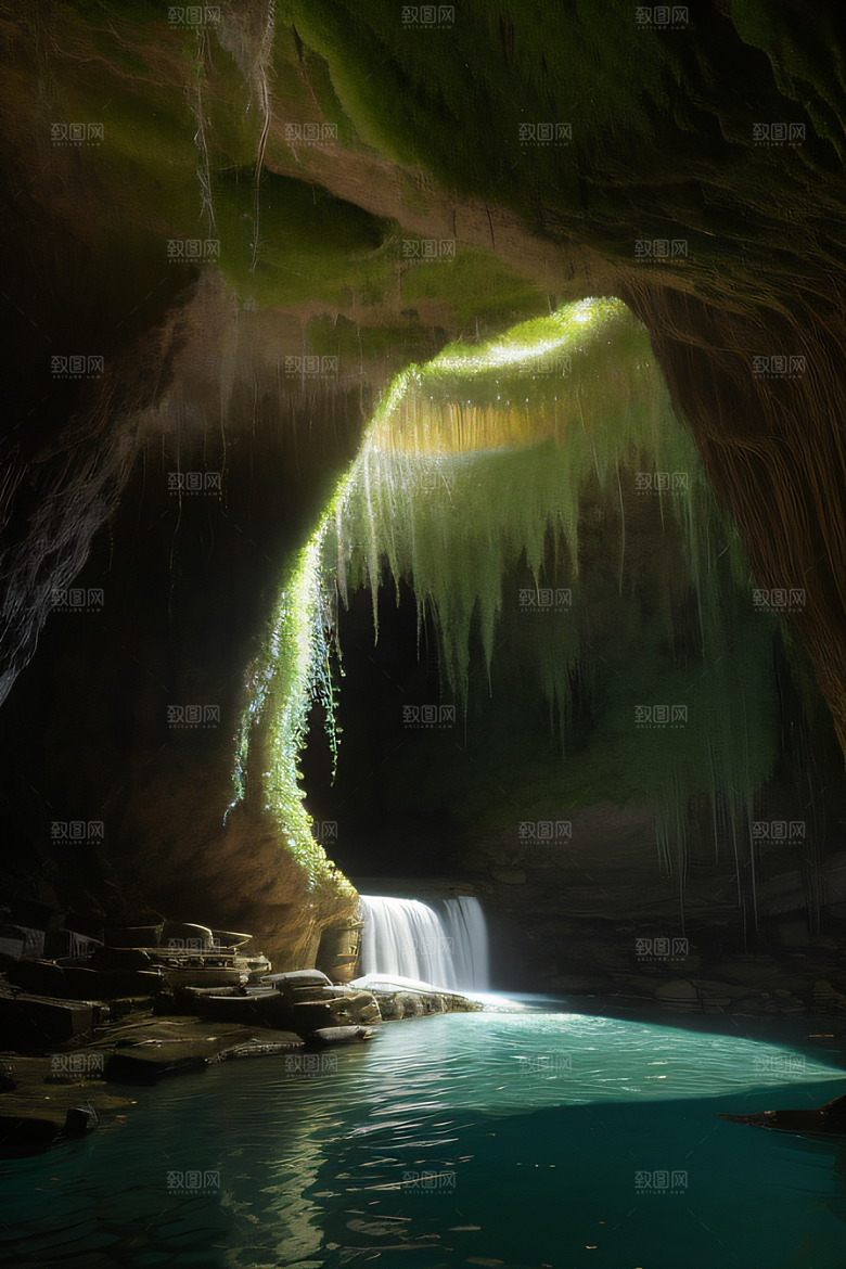 魔幻藤洞常青藤与水景的神秘组合
