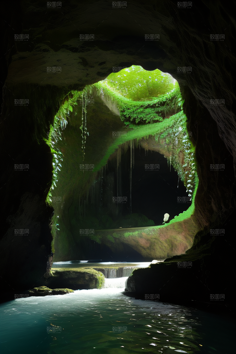 洞穴之美常青藤和流水的魔幻组合