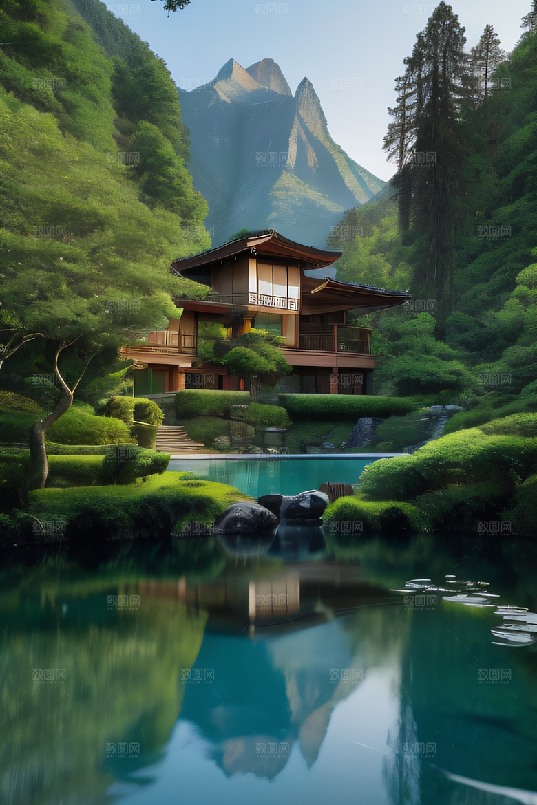 自然与宁静别墅中的山水意境