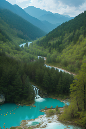 湖泊与群山的韵律九寨沟的和谐景观