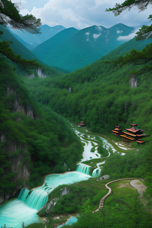 湖泊与群山的韵律九寨沟的和谐景观
