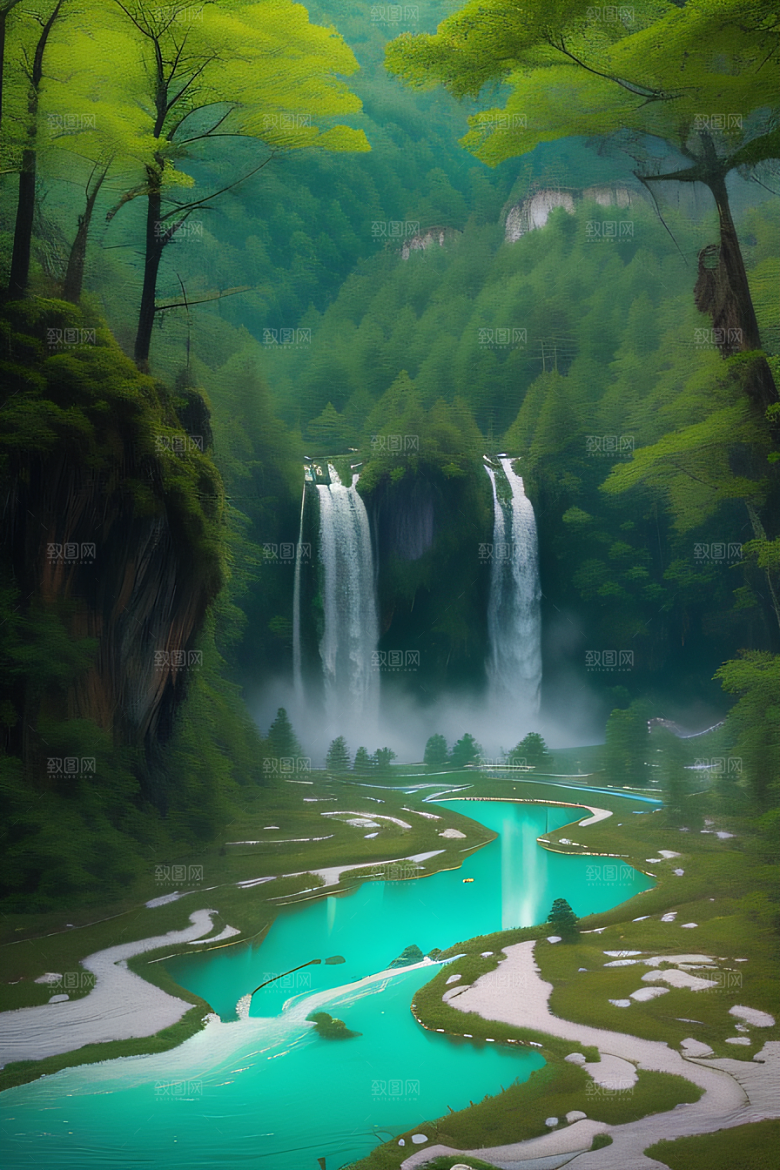 湖泊与群山的韵律九寨沟的和谐景观