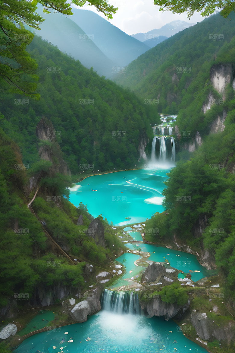 碧波荡漾的湖泊九寨沟的美丽倒影