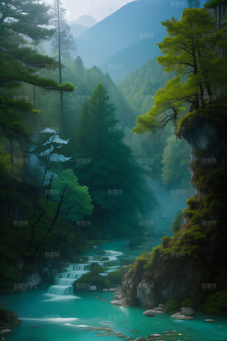 碧波荡漾的湖泊九寨沟的美丽倒影