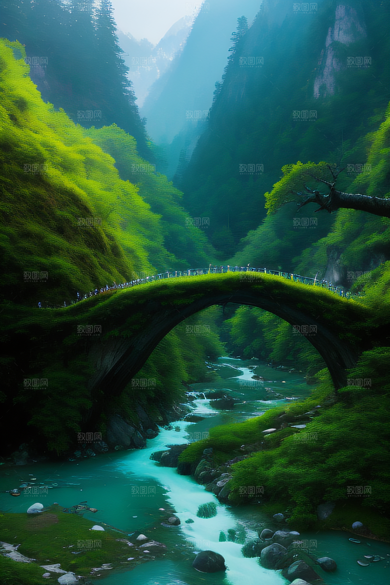 迷人的九寨沟蓝色与绿色的奇妙交织