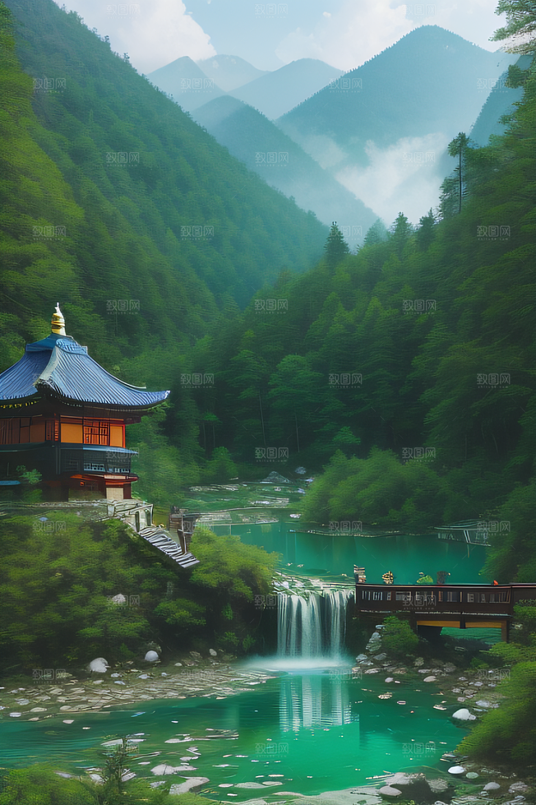 碧绿湖泊与巍峨群山九寨沟的视觉盛宴