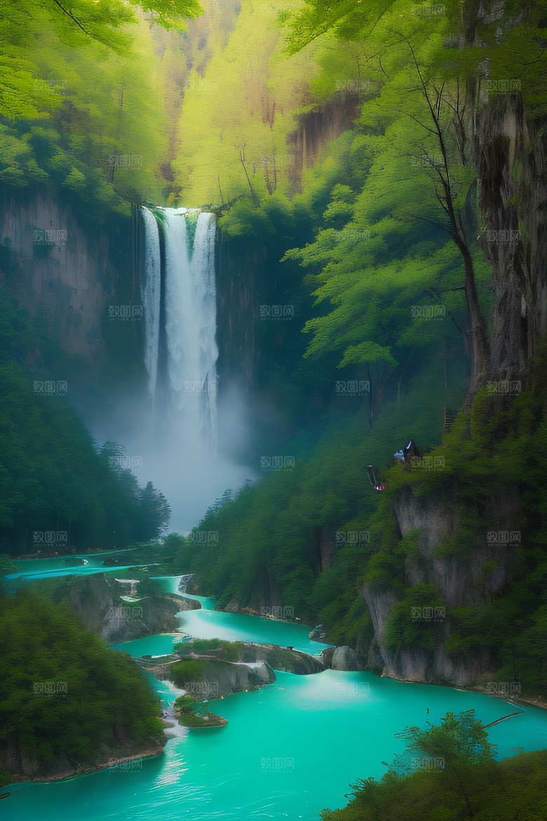 碧绿湖泊与巍峨群山九寨沟的视觉盛宴