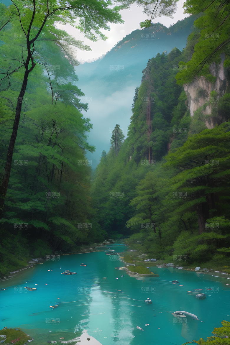 碧绿湖泊与巍峨群山九寨沟的视觉盛宴