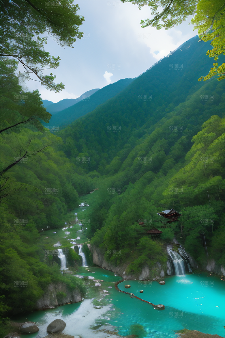 碧绿湖泊与巍峨群山九寨沟的视觉盛宴