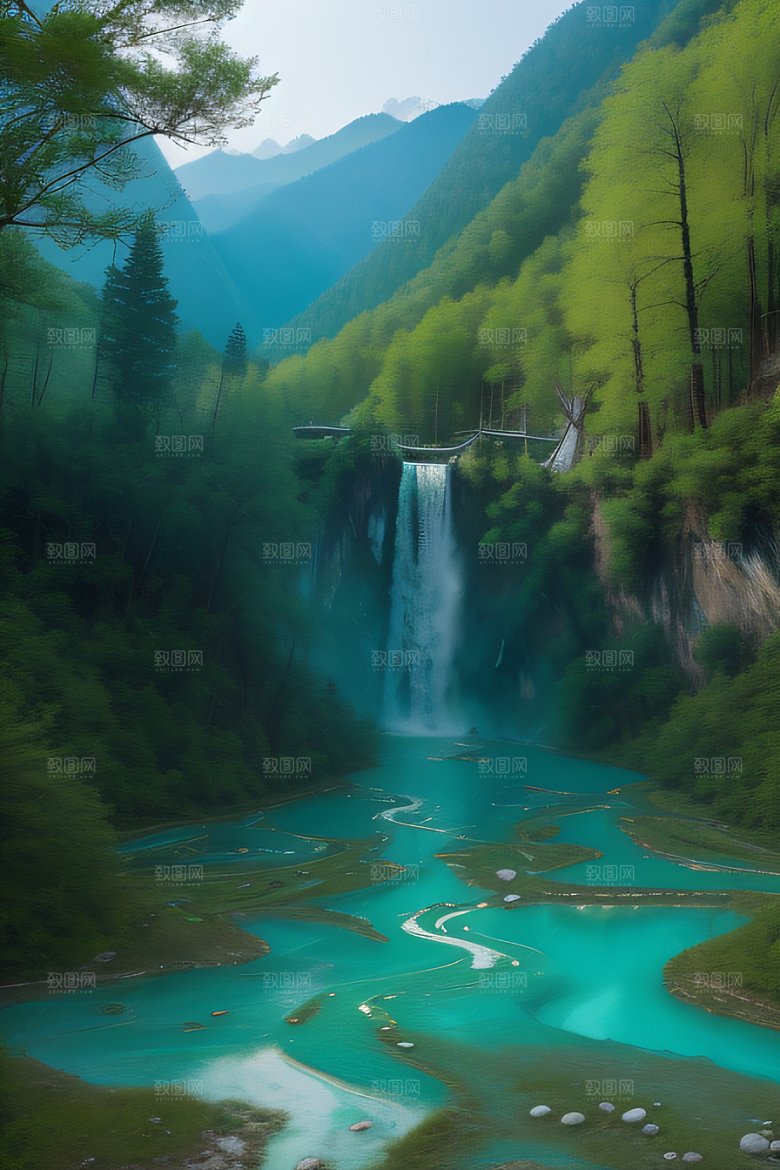 碧绿湖泊与巍峨群山九寨沟的视觉盛宴