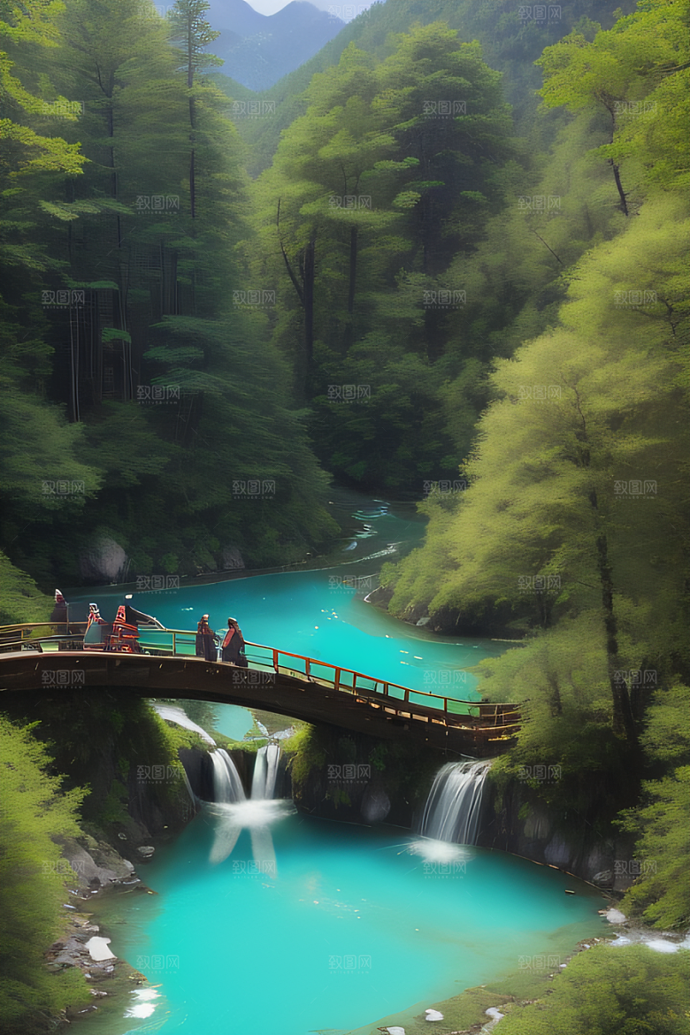 碧绿湖泊与巍峨群山九寨沟的视觉盛宴