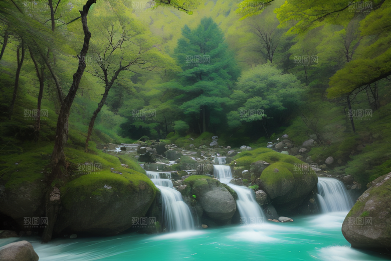 风景如画的山谷九寨沟的自然奇观