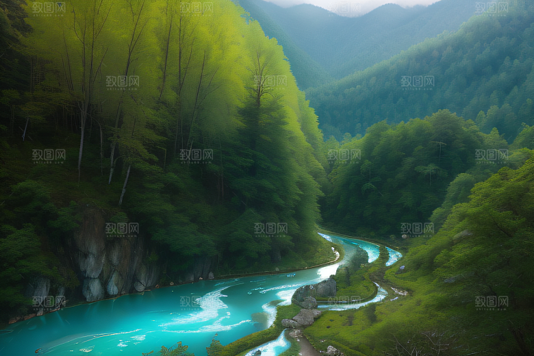 风景如画的山谷九寨沟的自然奇观