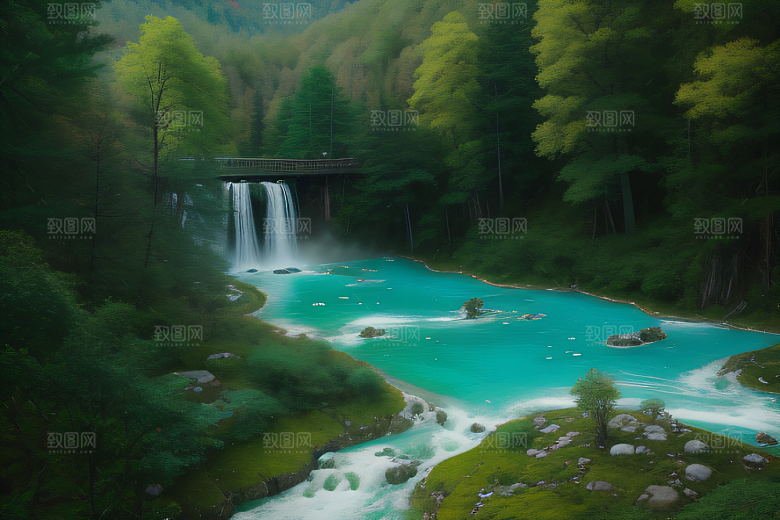风景如画的山谷九寨沟的自然奇观