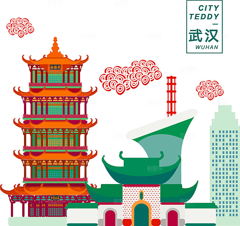 武汉印象矢量插画设计